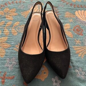 A New Day Women's Black Pointed Slingback Heels